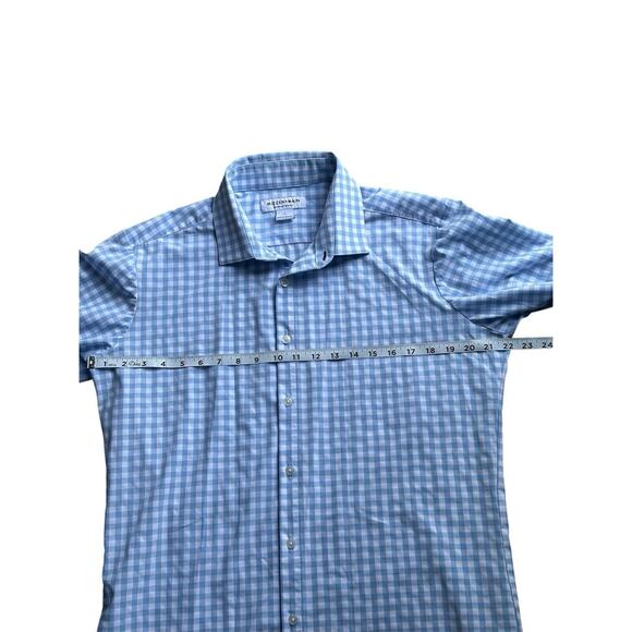 Mizzen Main Shirt Men L Blue Button Gingham Check Performance Trim Long Sleeve - Picture 7 of 8